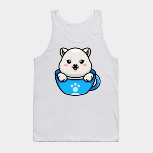 Cute polar bear on cup coffee cartoon Tank Top